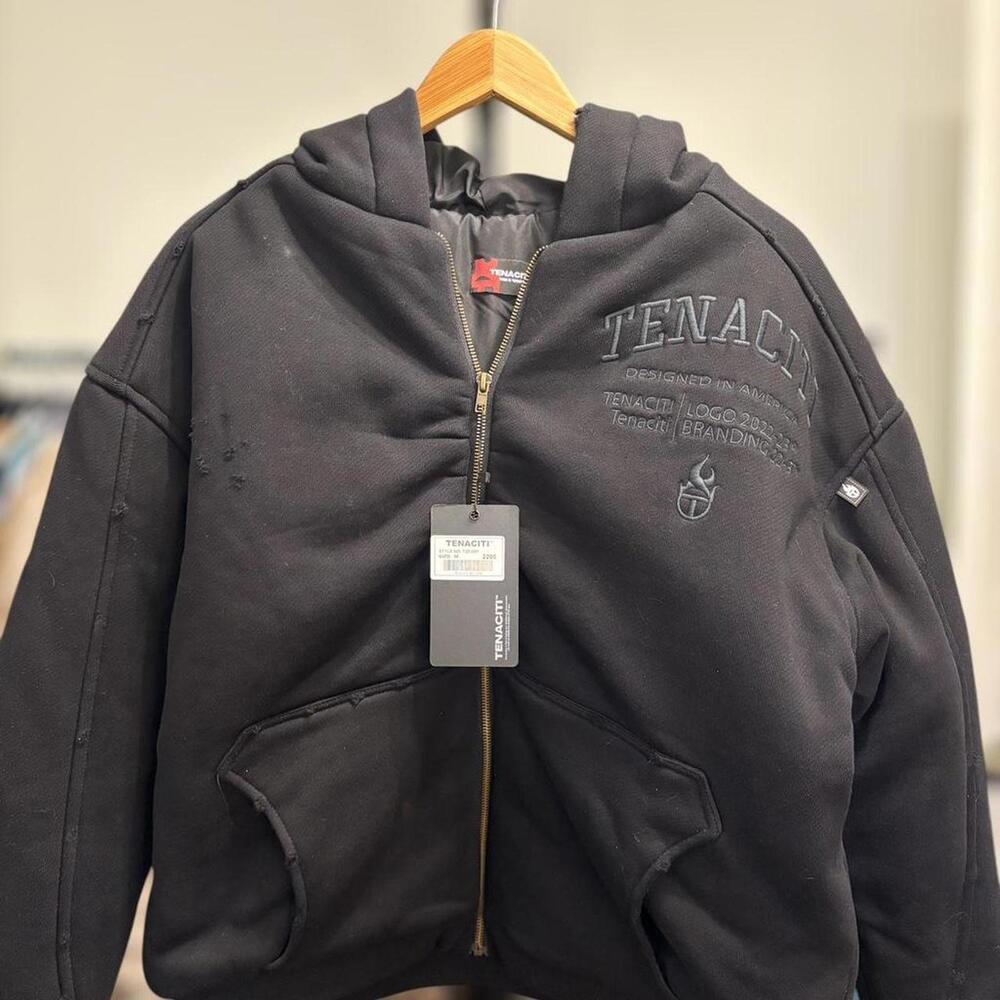 Tenaciti Black Lined/Insulated Hooded Jacket with Rip Detail